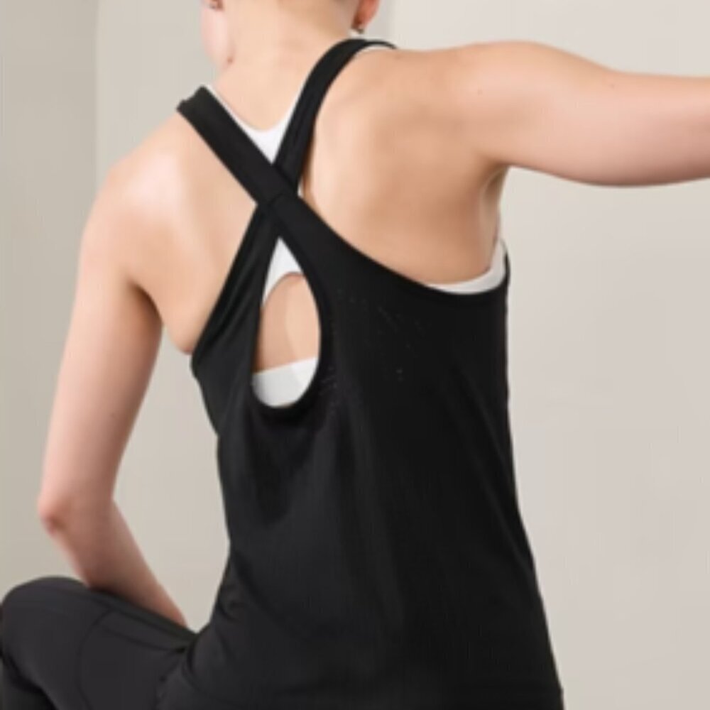 Athleta In Motion‎ Seamless Criss Cross Tank Black Women's XL